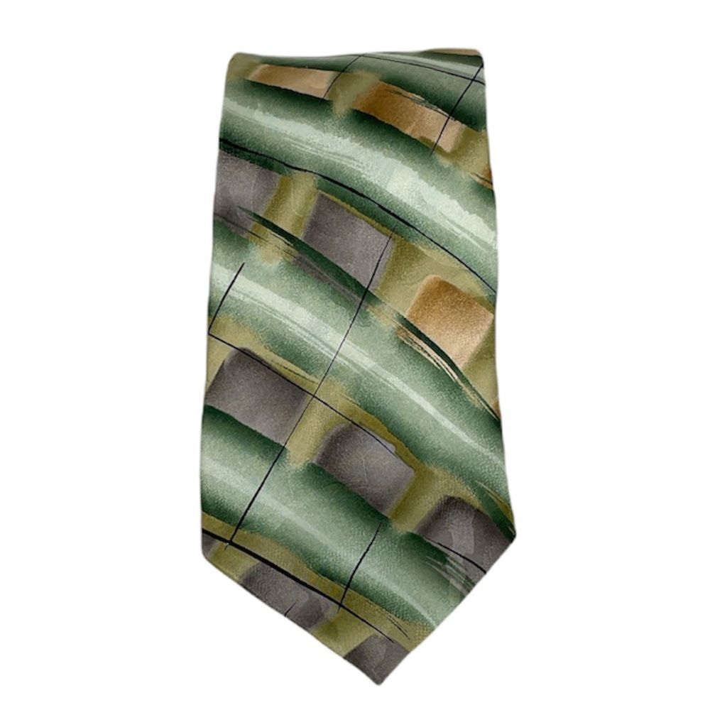 J. Garcia Absolam Bar Limited Edition Tie Green Tan Silver